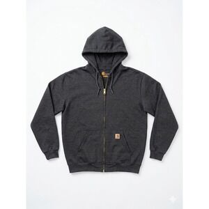 Carhartt Sweatshirt Men Gray Sz L Full-Zip Hooded Original Fit K122 Cotton Blend